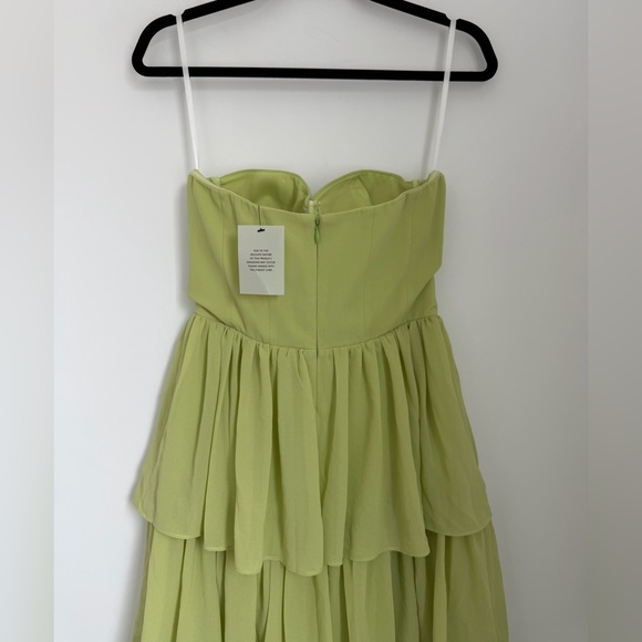 Lovers + Friends NWT Small Hattie Gown Green Strapless Tiered Dress - Picture 7 of 9